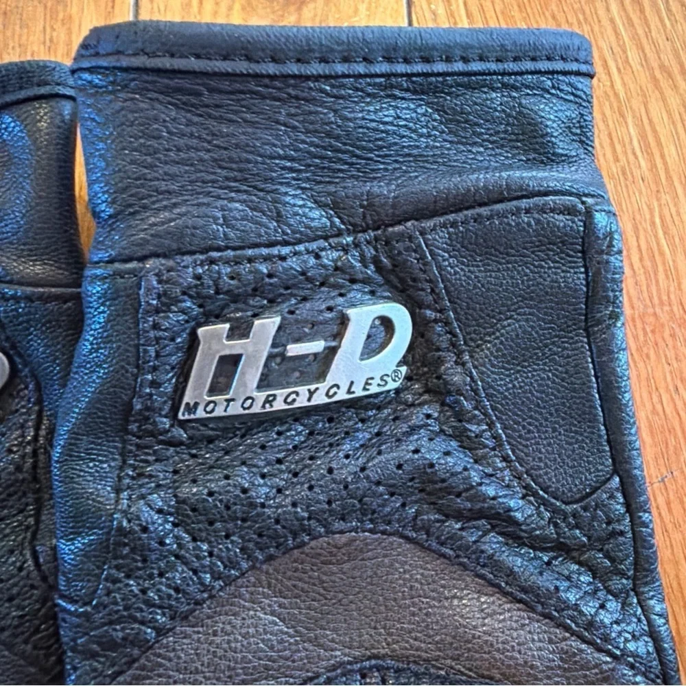 Harley Davidson Black Leather Riding Gloves Classic Logo Women’s Size Small